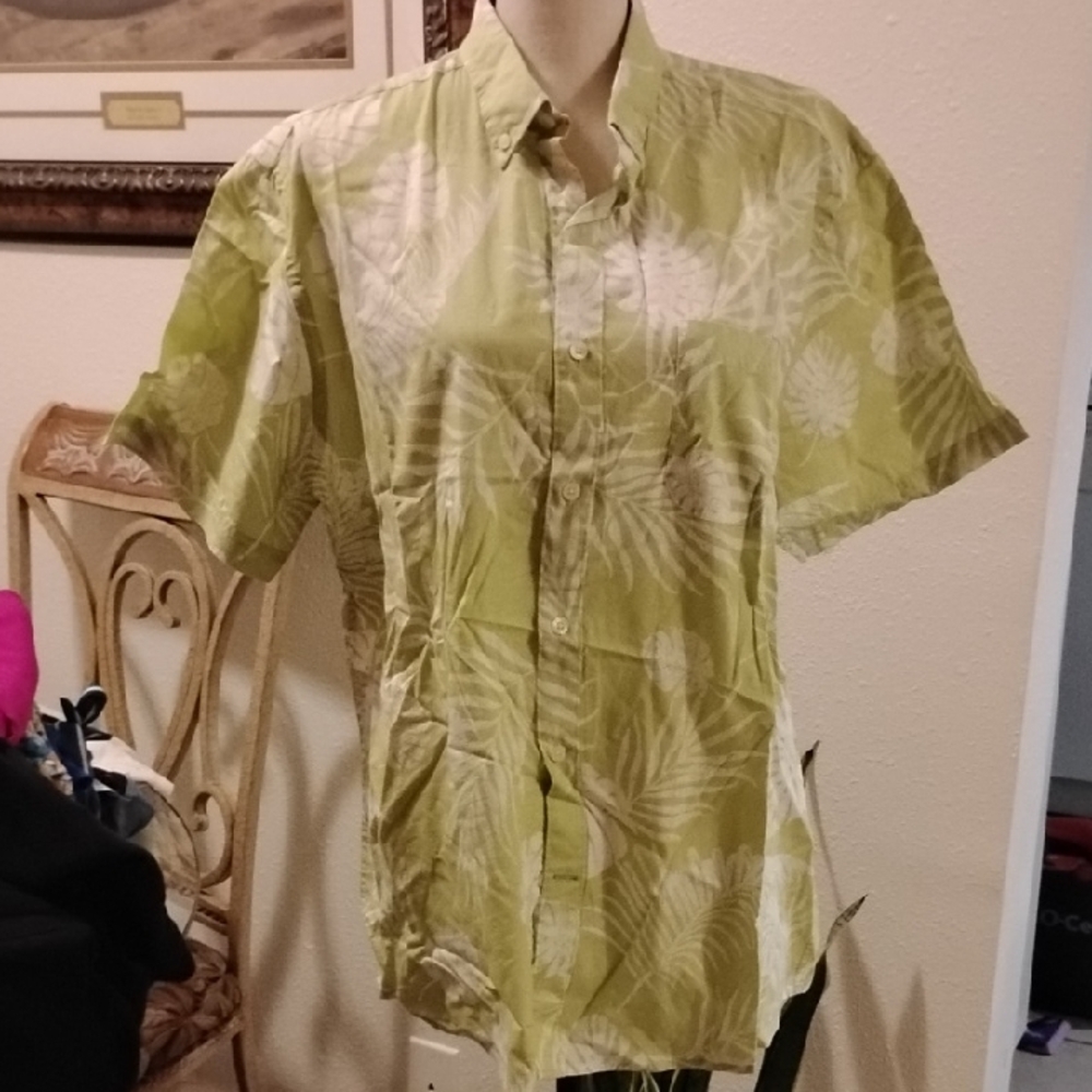Men's Green Leaf Print Shirt